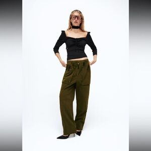 Zara cut out linen black top